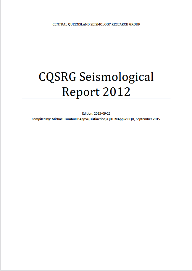 CQSRG Seismological Report 2012